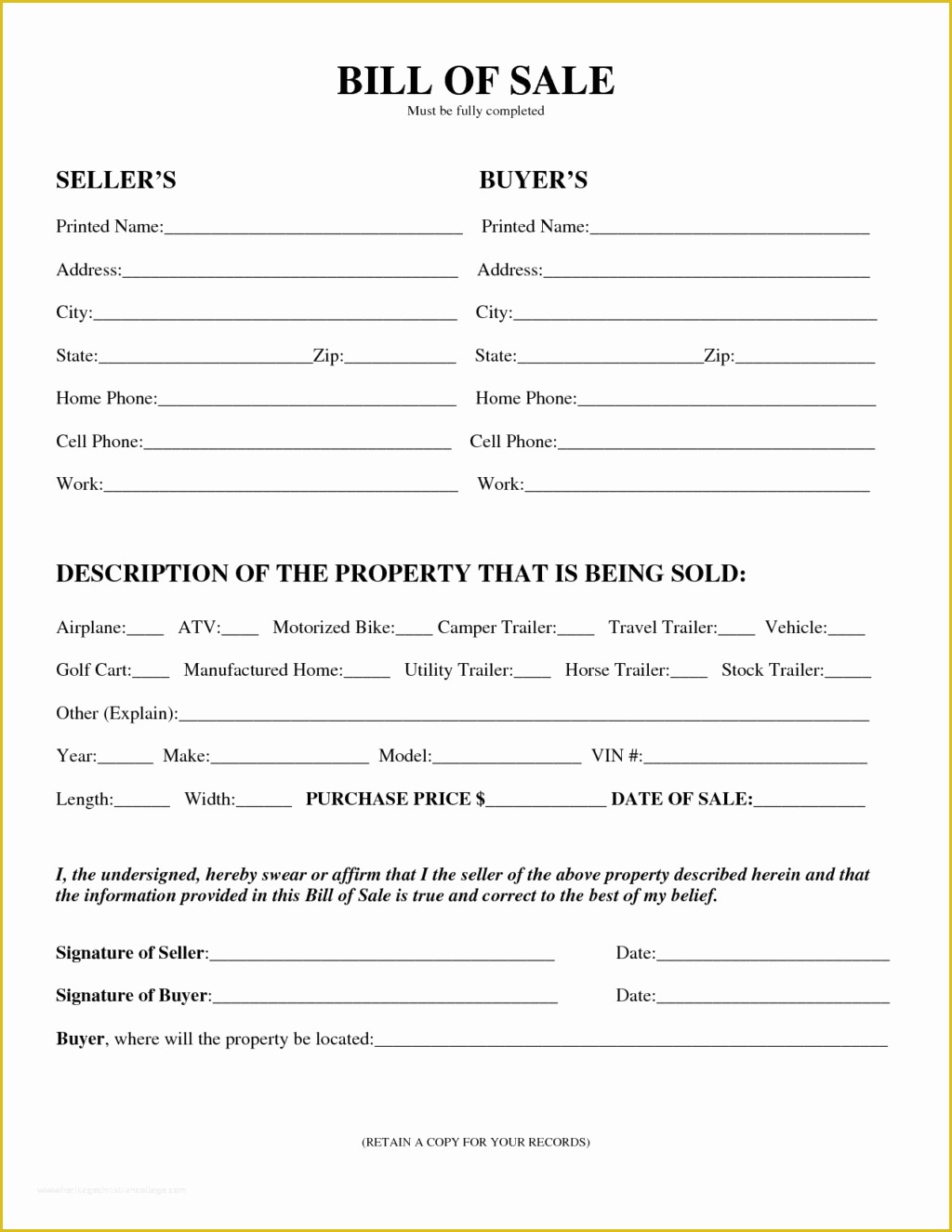 Bill Of Sale Free Template Form Of Editable General Bill Sale Template Form For Selling