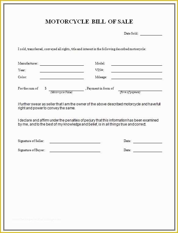 Bill Of Sale Free Template form Of Free Printable Free Car Bill Of Sale Template form Generic