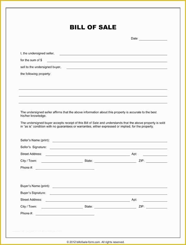 59 Bill Of Sale Free Template form