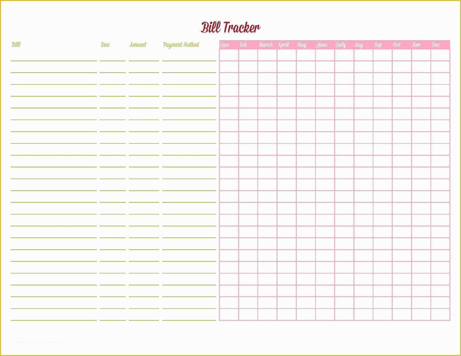 Bill Tracker Template Free Of Bill Tracker Editable Printable Instant by Iheartplanners