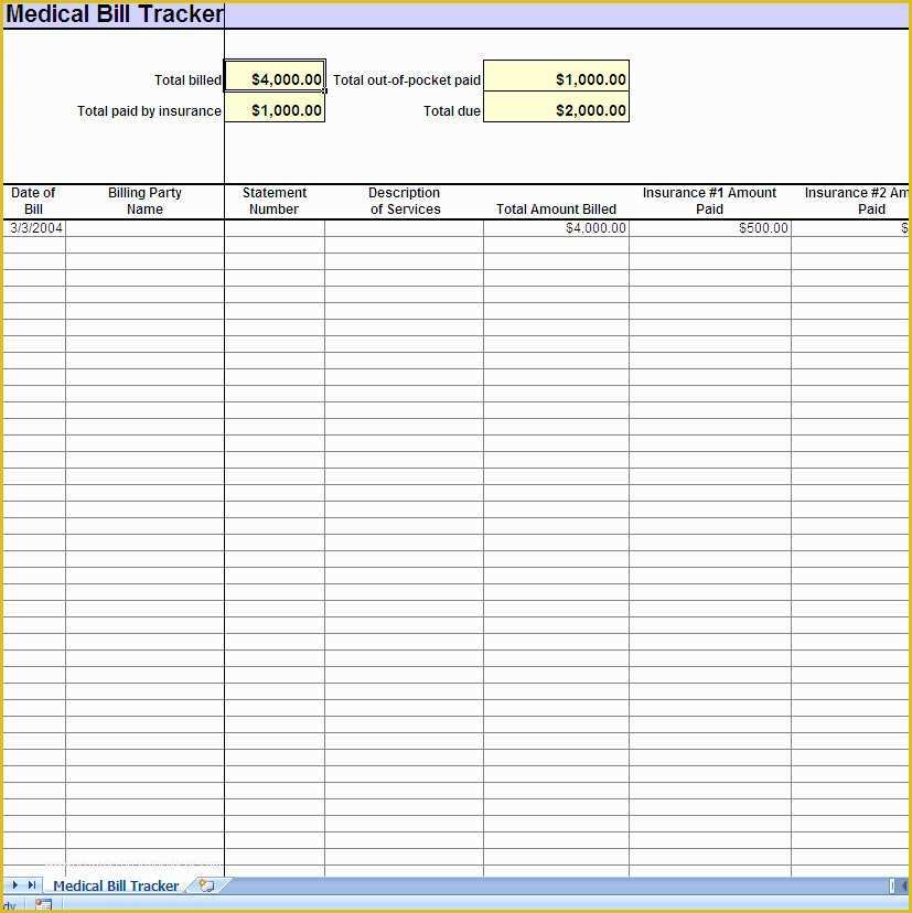 Bill Tracker Template Free Of Excel Bill Tracking Spreadsheet Medical Expense Tracking