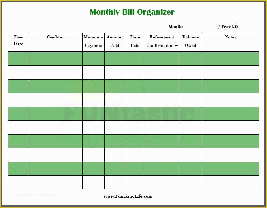 Bill Tracker Template Free Of Excel Monthly Bill Payment Template Monthly Bill