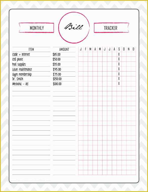 Bill Tracker Template Free Of Expense Tracking Template 18 Free Word Excel Pdf