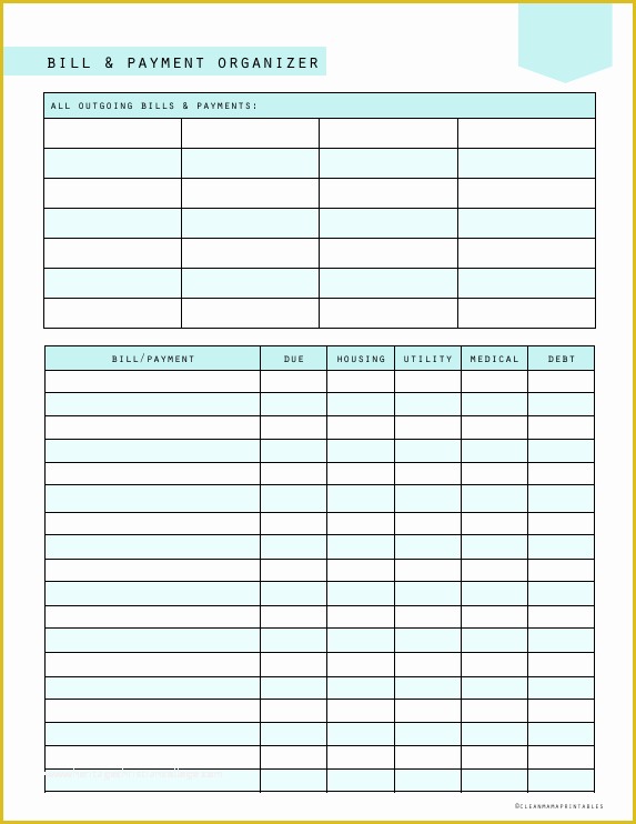 Bill Tracker Template Free Of Free Bill Payment organizer Clean Mama