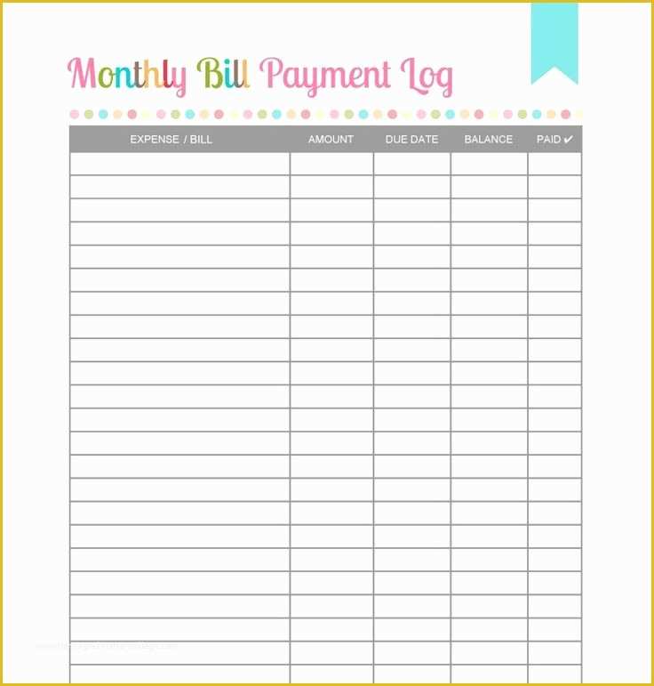 Bill Tracker Template Free Of Free Printable Monthly Bill Payment Log