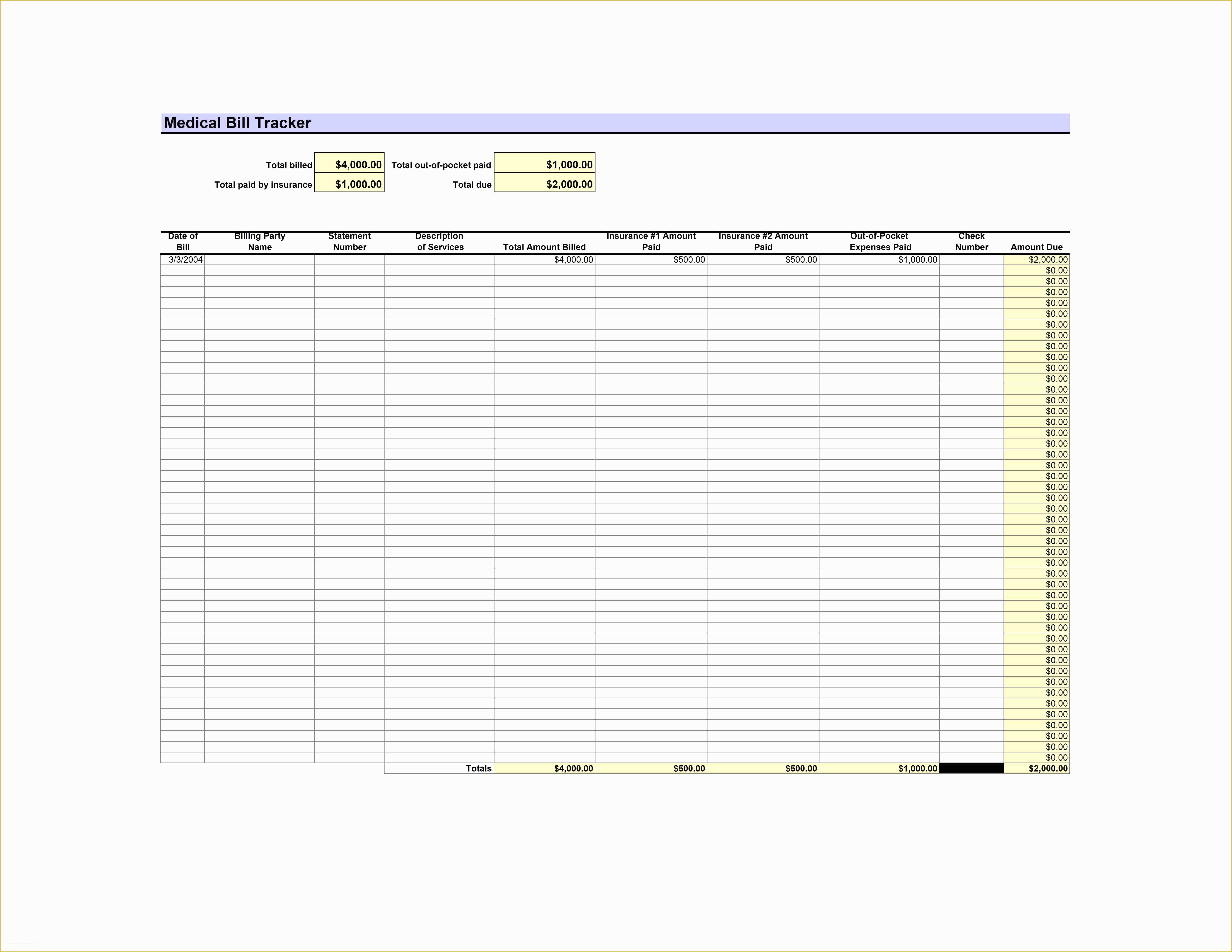 Bill Tracker Template Free Of Medical Bill Tracker Template