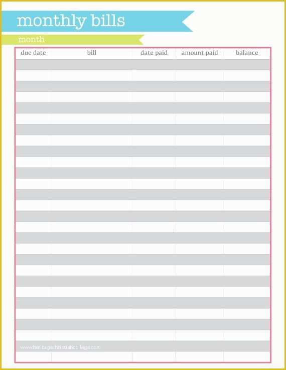 Bill Tracker Template Free Of Monthly Bill organizer Printable