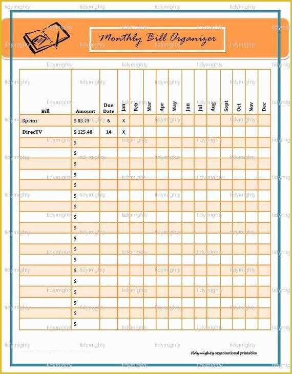 Bill Tracker Template Free Of Monthly Bill organizer Tracker Printable Pdf Instant