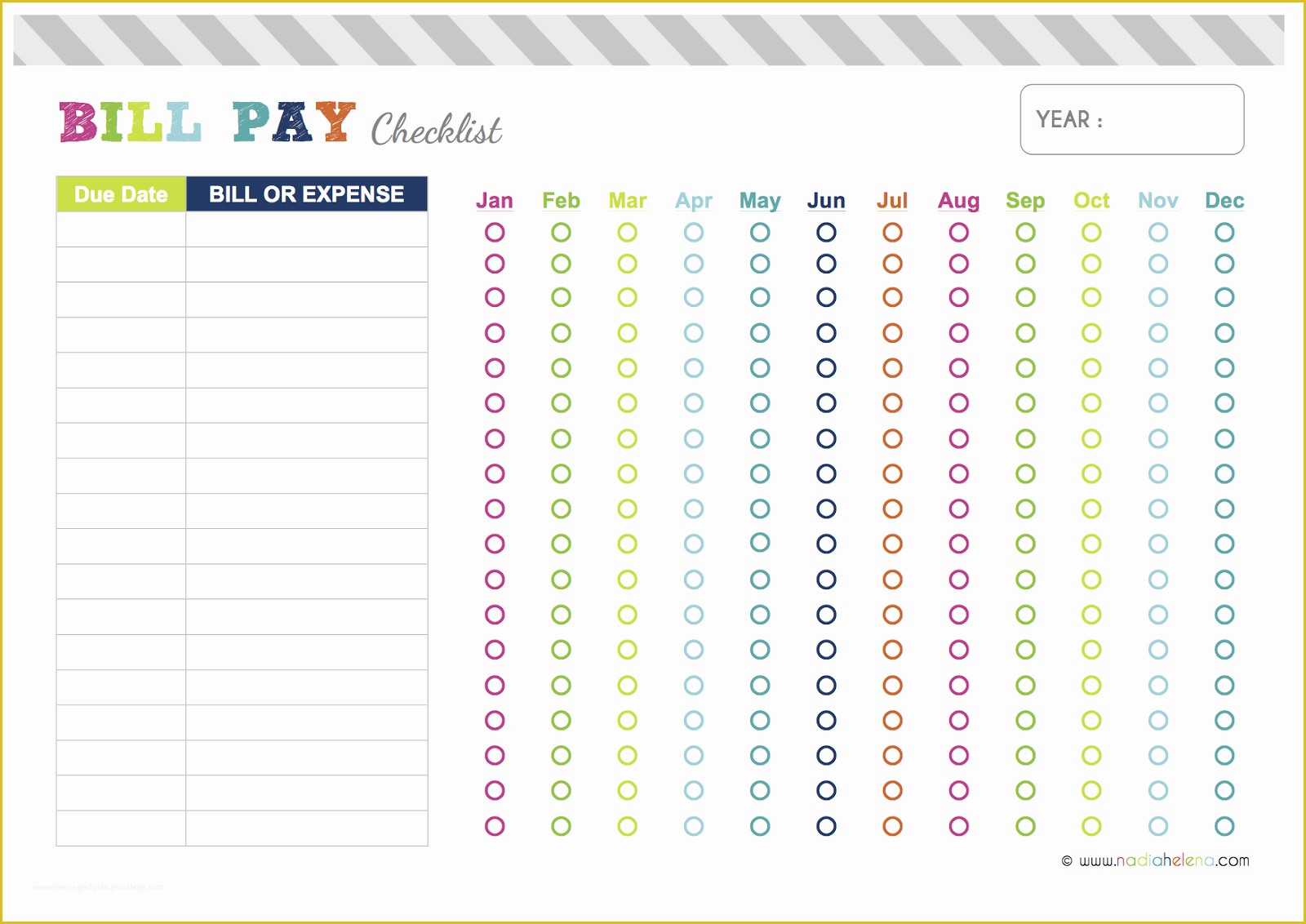 Bill Tracker Template Free Of Nadia Helena Freebie Bill Payment Checklist