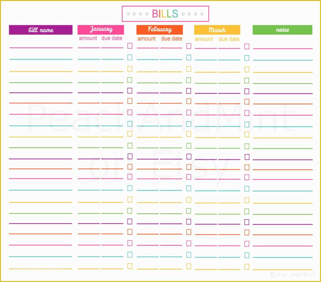 Bill Tracker Template Free Of Printable Bill Tracker or Bill organizer Printable Finance