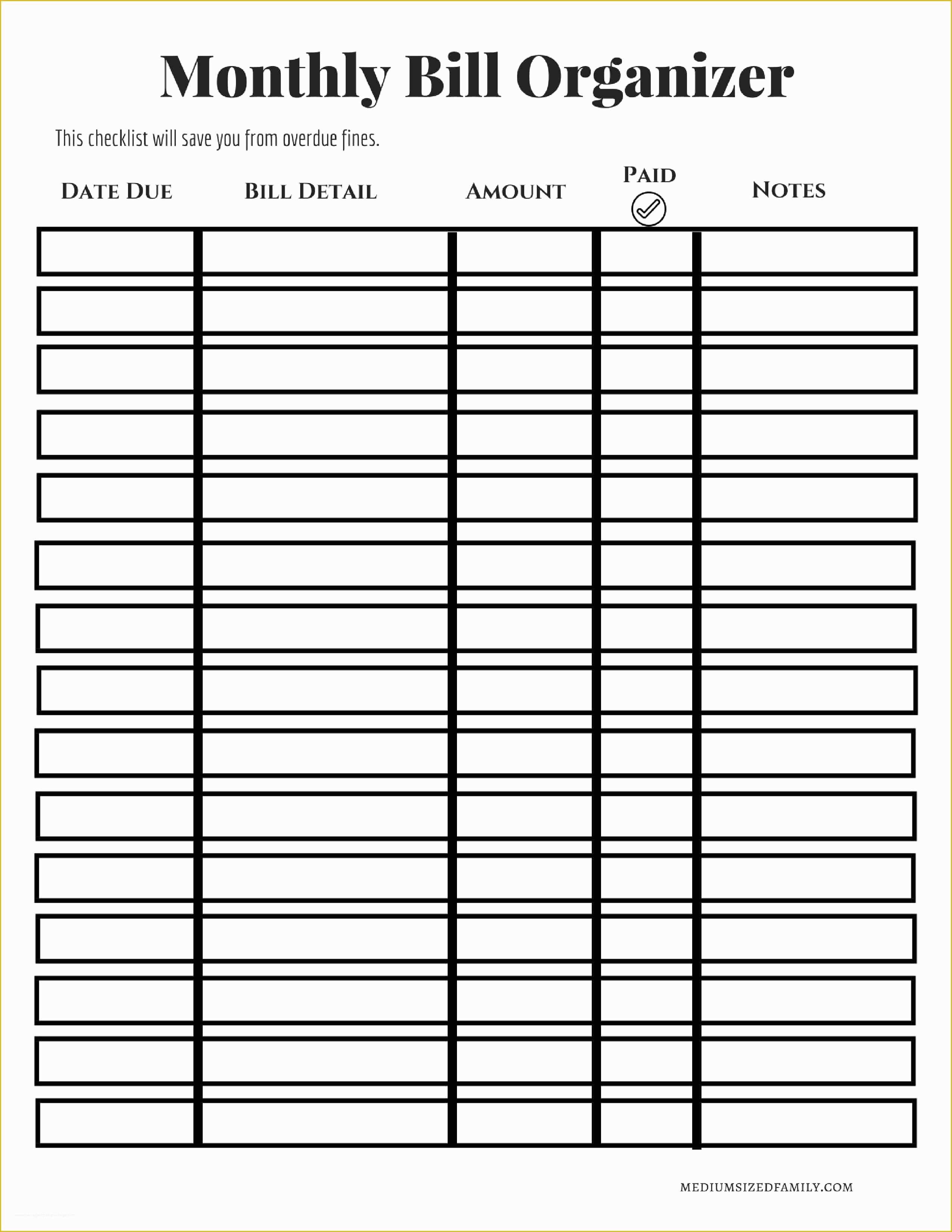 Bill Tracker Template Free Of the Free Monthly Bill organizer that Will Line Up Your Cash