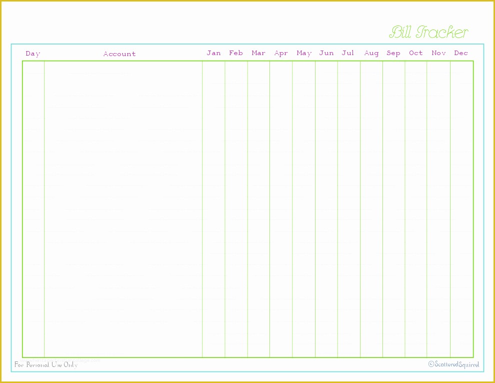 Bill Tracker Template Free Of Tracking Bills and A Free Printable Scattered Squirrel