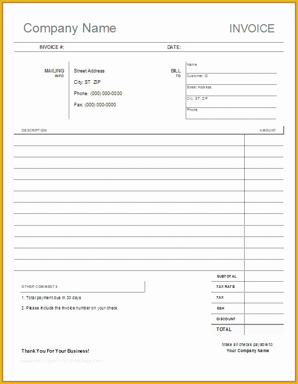 Billing Invoice Template Free Of 5 Free Printable Billing Invoice forms