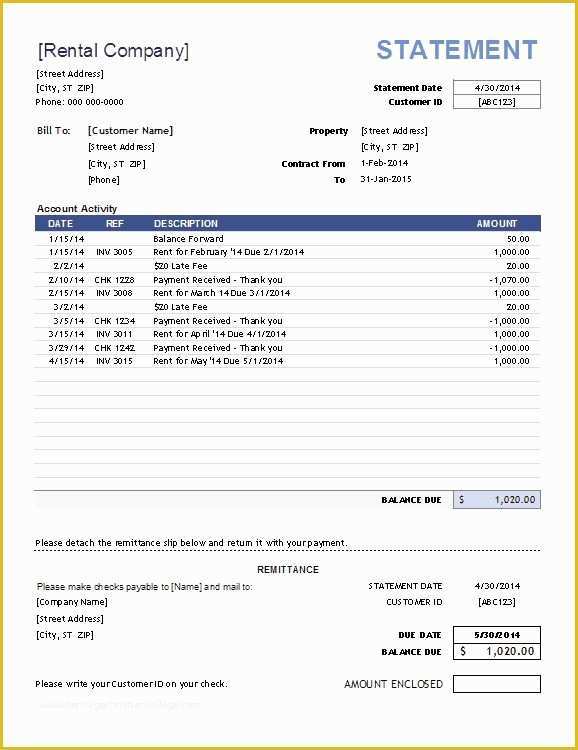 Billing Invoice Template Free Of Download the Rental Billing Statement Template From