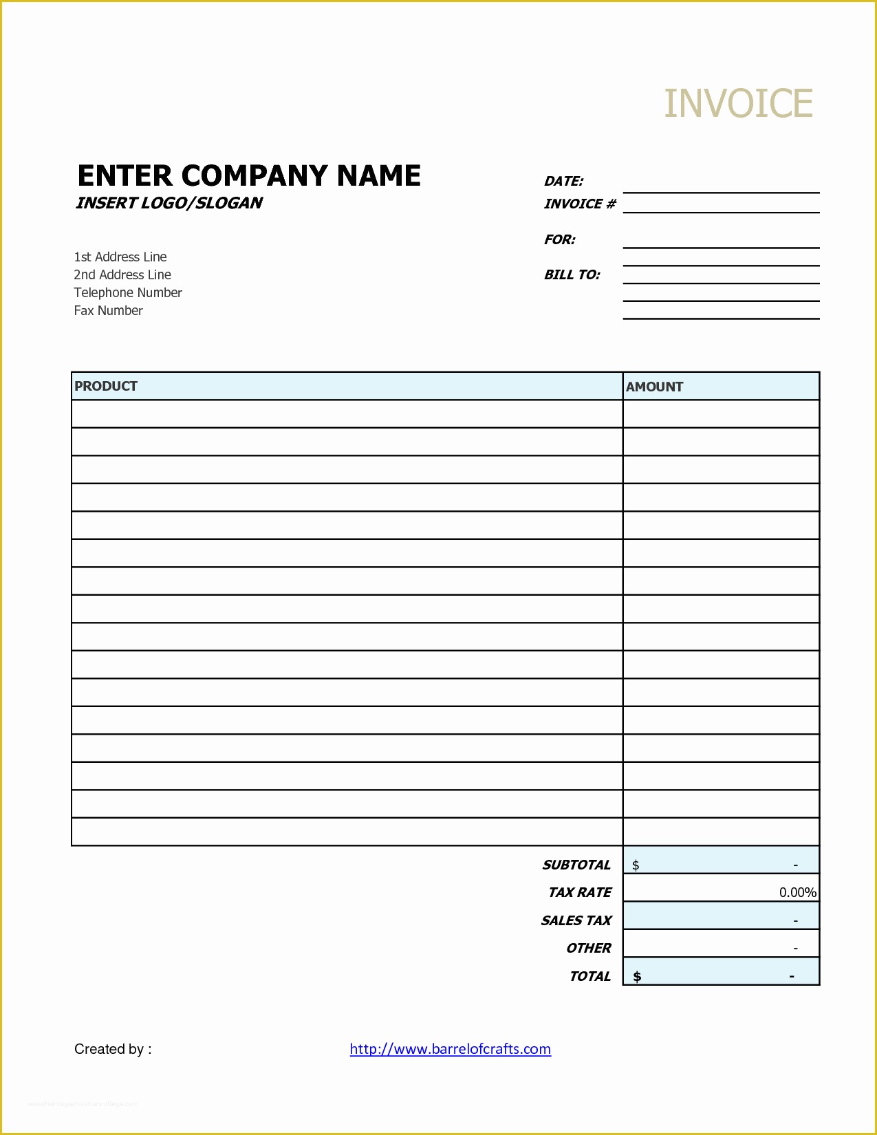 Billing Invoice Template Free Of Generic Invoice