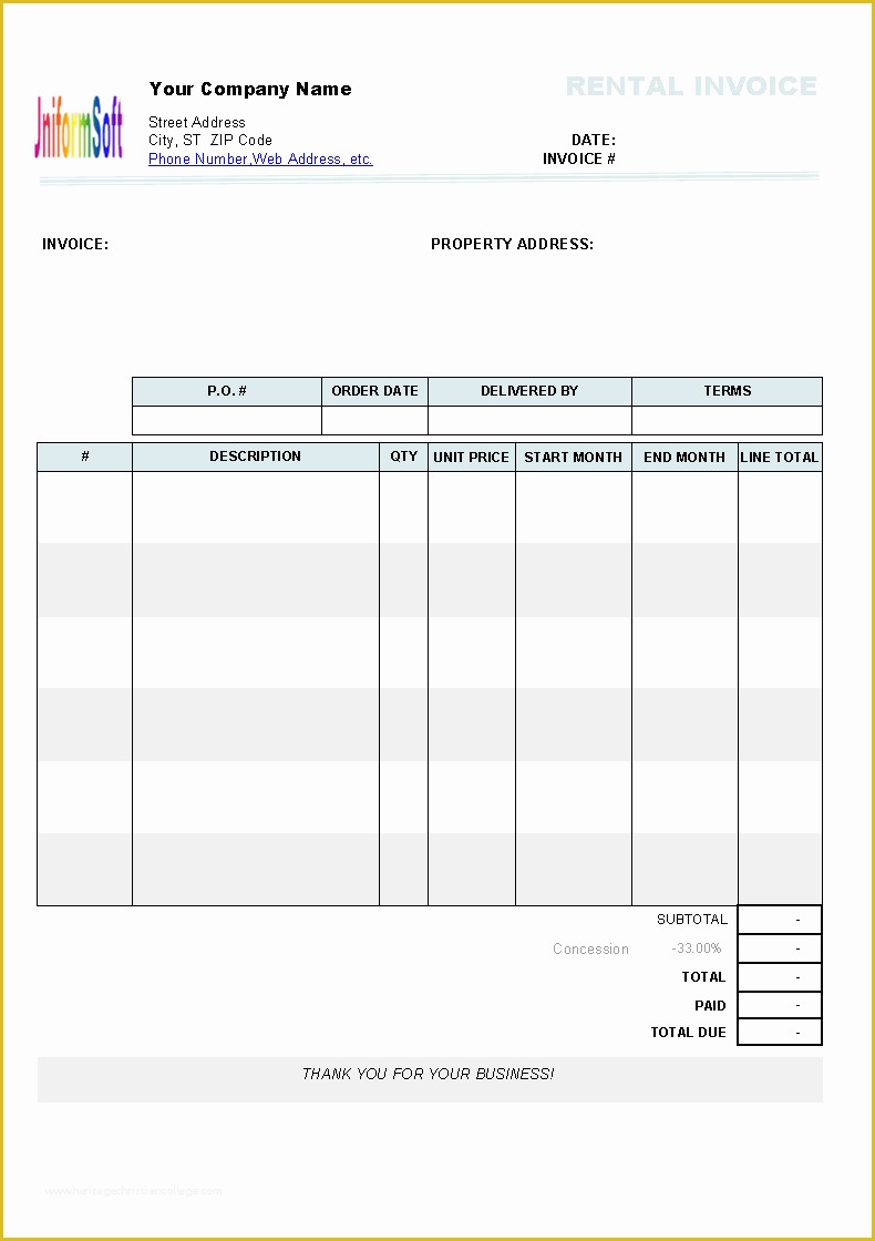 Billing Invoice Template Free Of Rental Invoice Template Uniform Invoice software