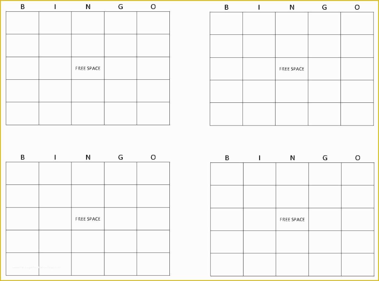 Bingo Card Template Free Of Blank Bingo Cards