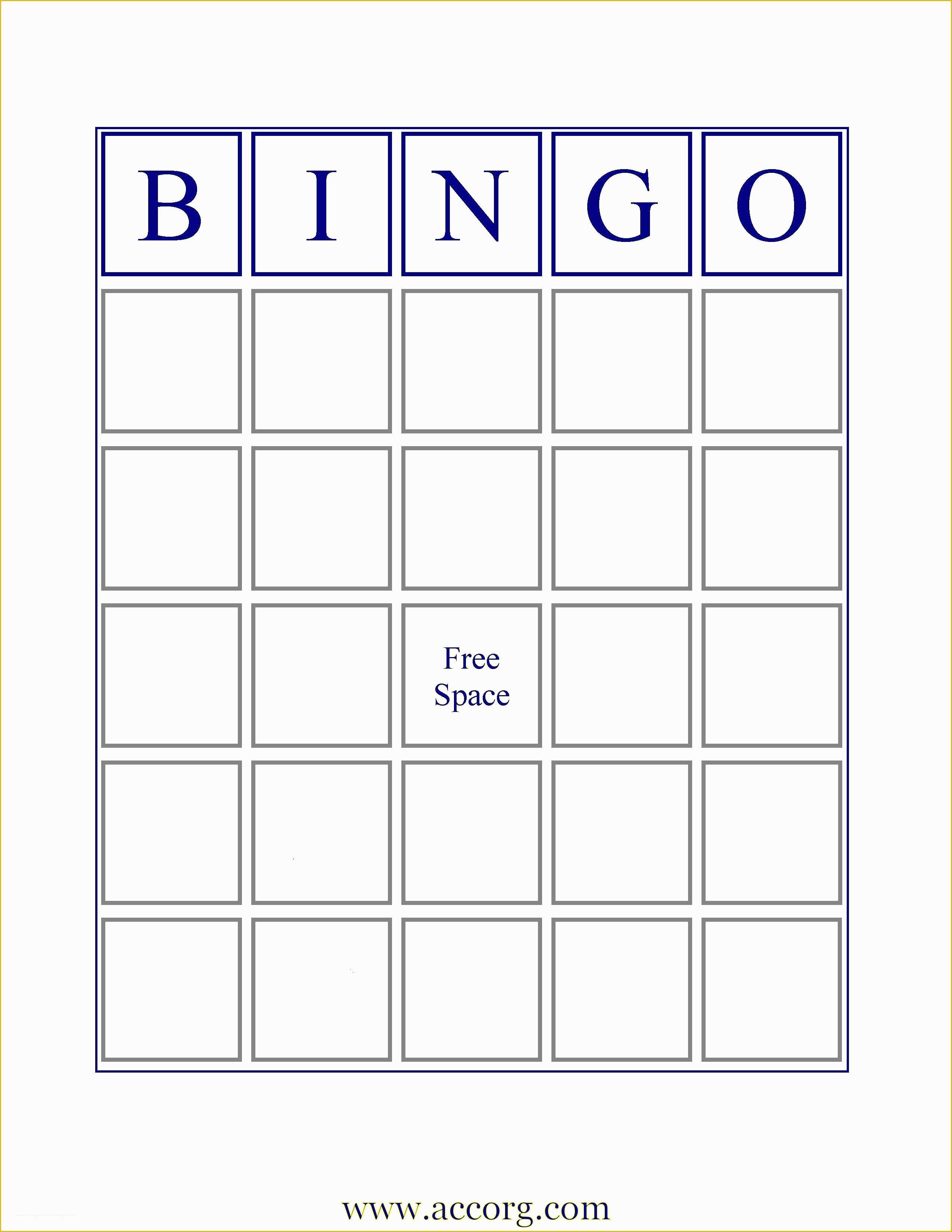 Bingo Card Template Free Of Blank Bingo Cards