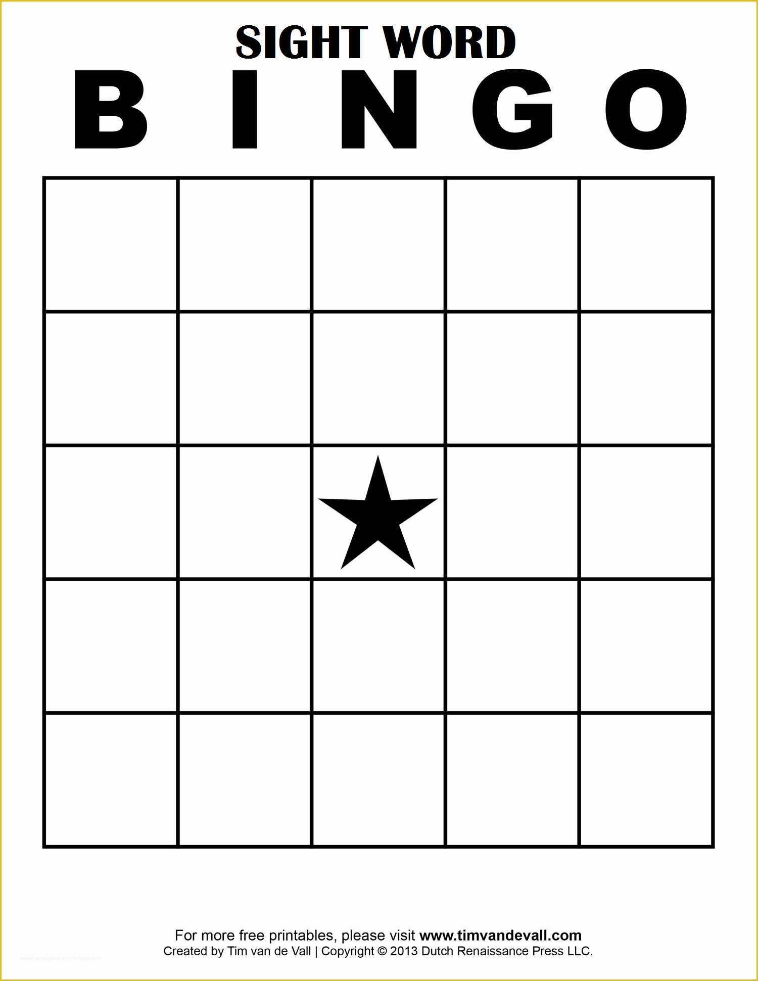 Bingo Card Template Free Of Sight Word Bingo … School Classroom Ideas