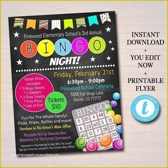 Bingo Flyer Template Free Download Of Editable Bingo Night Flyer Printable Pta Pto Flyer School