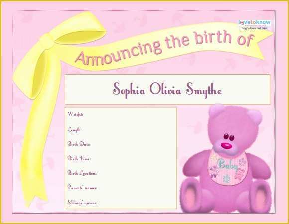 Birth Announcement Template Free Printable Of 8 Birth Announcement Templates