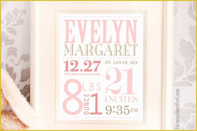 Birth Announcement Template Free Printable Of Baby Announcement Subway Art How to Nest for Less™