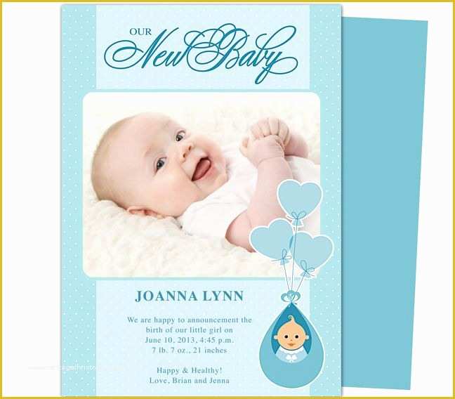 Birth Announcement Template Free Printable Of Baby Birth Announcements Template Edits Easily In Word