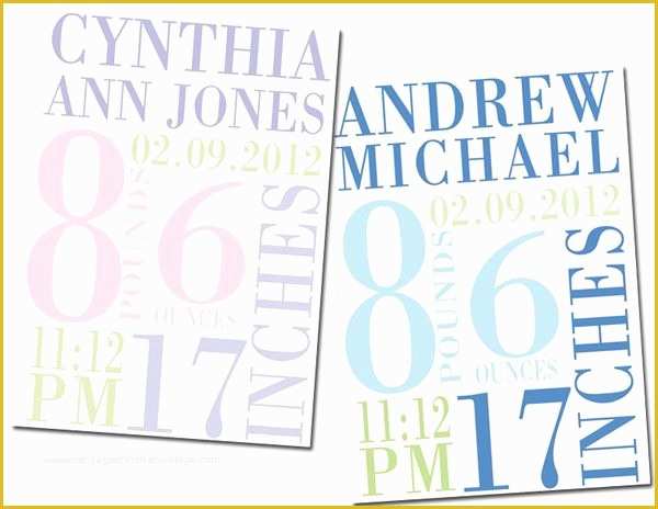 Birth Announcement Template Free Printable Of Subway Art Birth Announcement without Photo