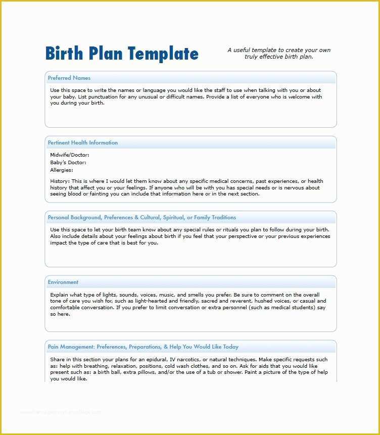 Birth Plan Template Free Of 47 Printable Birth Plan Templates [birth Plan Checklist