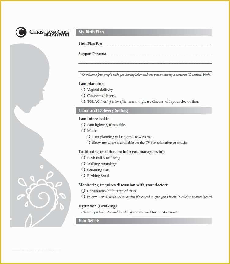 Birth Plan Template Free Of 47 Printable Birth Plan Templates [birth Plan Checklist