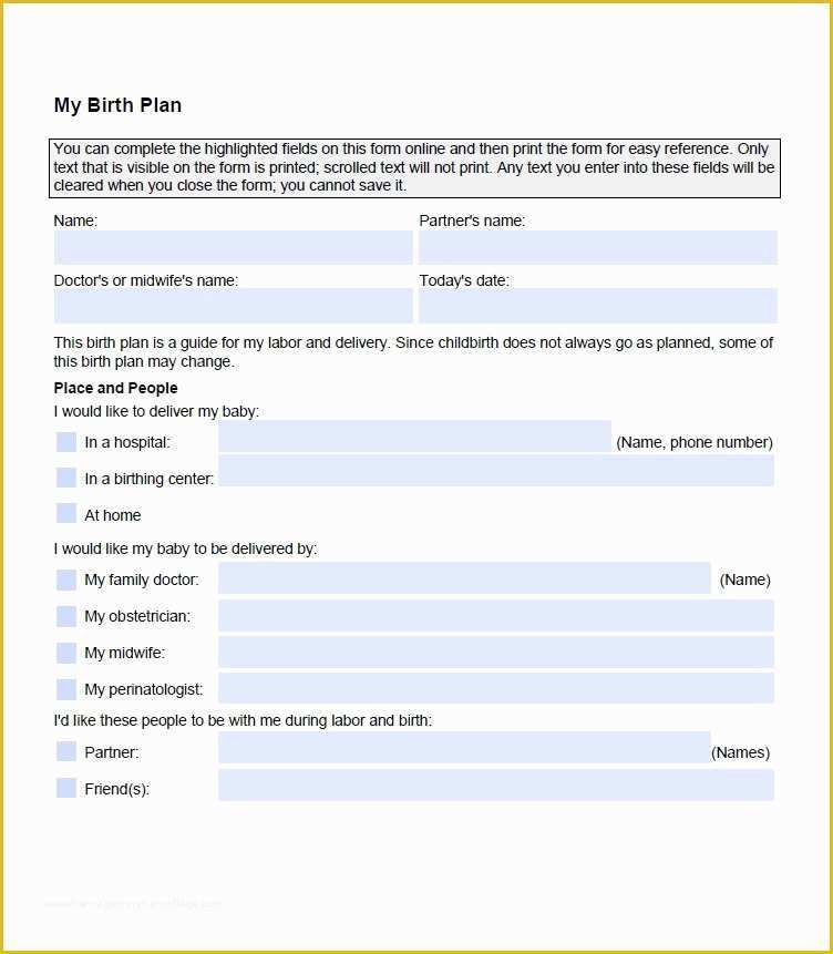 Birth Plan Template Free Of 47 Printable Birth Plan Templates [birth Plan Checklist