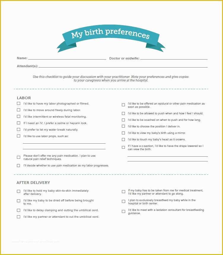 Birth Plan Template Free Of 47 Printable Birth Plan Templates [birth Plan Checklist