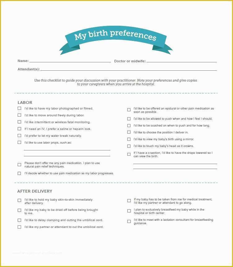 Birth Plan Template Free Of 47 Printable Birth Plan Templates [birth Plan Checklist