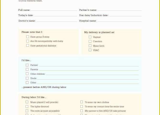 Birth Plan Template Free Of 47 Printable Birth Plan Templates [birth Plan Checklist