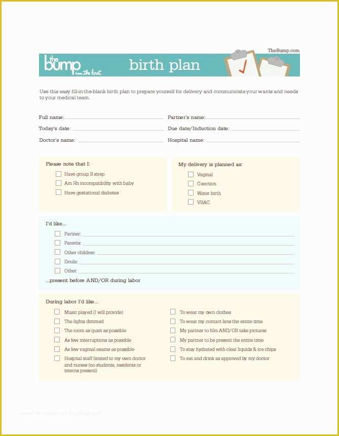 Birth Plan Template Free Of 47 Printable Birth Plan Templates [birth Plan Checklist