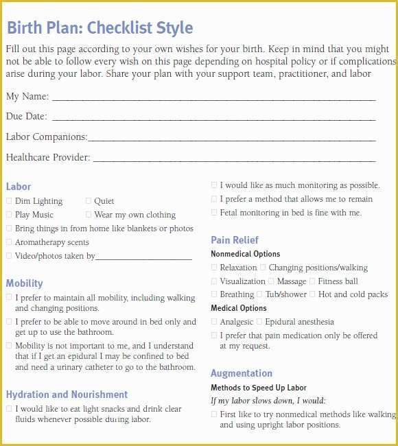 Birth Plan Template Free Of 9 Birth Plan Templates – Free Samples Examples & format