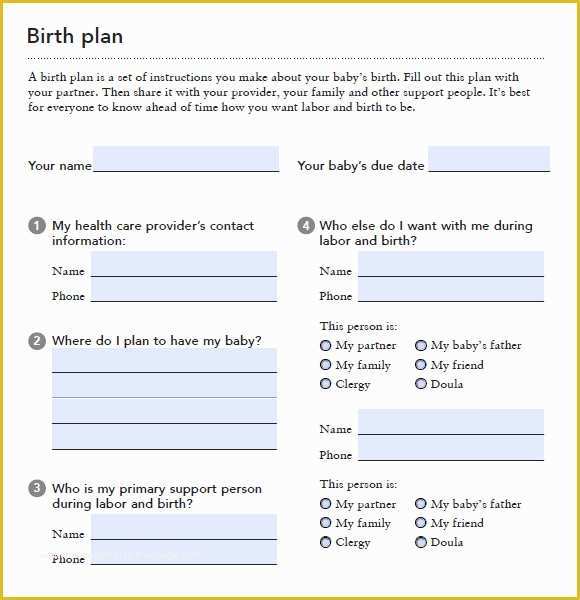 Birth Plan Template Free Of 9 Birth Plan Templates – Free Samples Examples & format