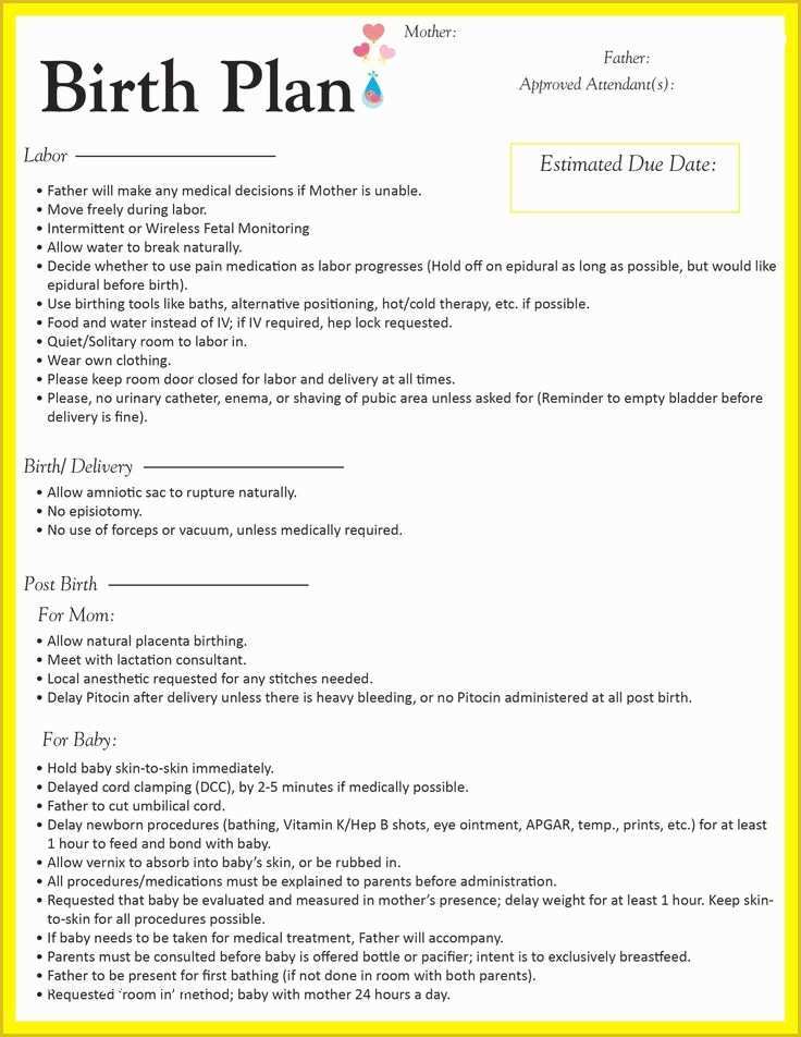 Birth Plan Template Free Of Best 25 Birth Plans Ideas On Pinterest