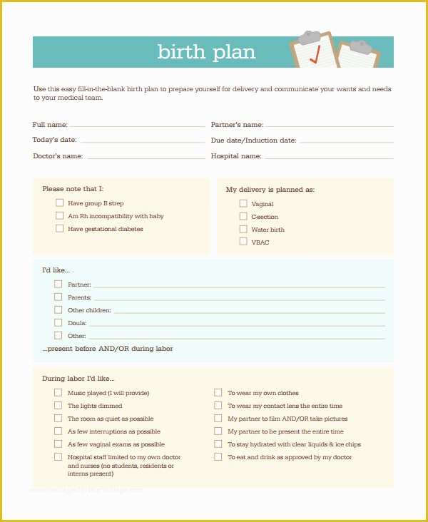 Birth Plan Template Free Of Birth Plan Template 20 Download Free ...