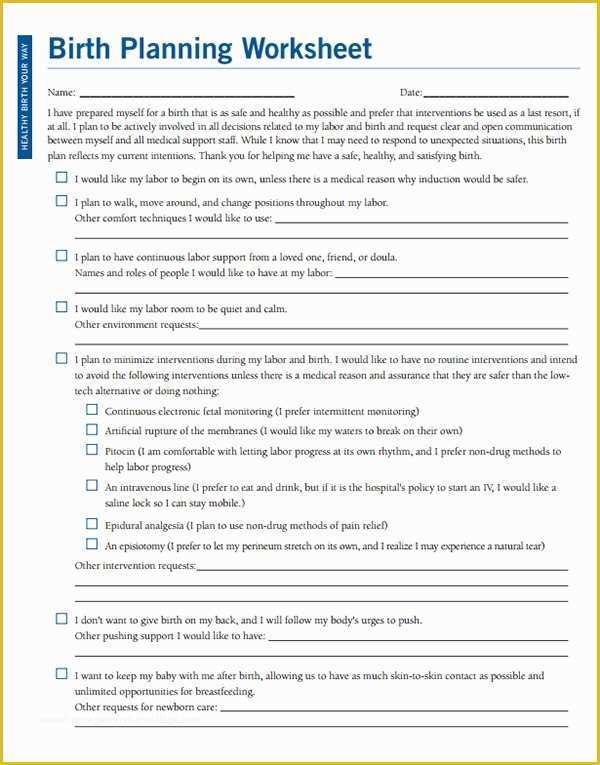 Birth Plan Template Free Of Birth Plan Template