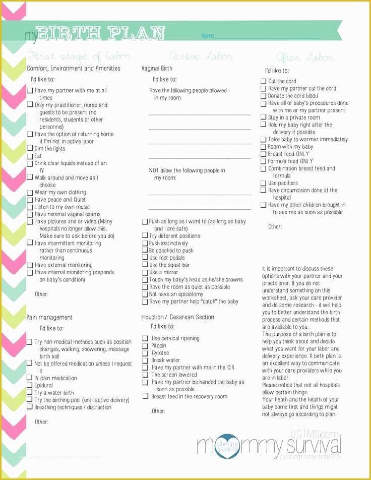 Birth Plan Template Free Of Free Birth Plan Printables Mommy Survival