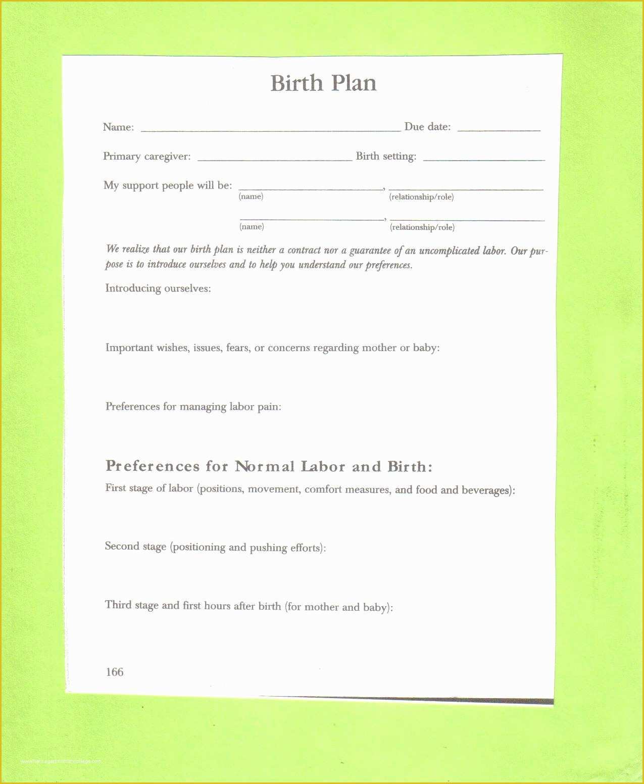 Birth Plan Template Free Of Making A Birth Plan