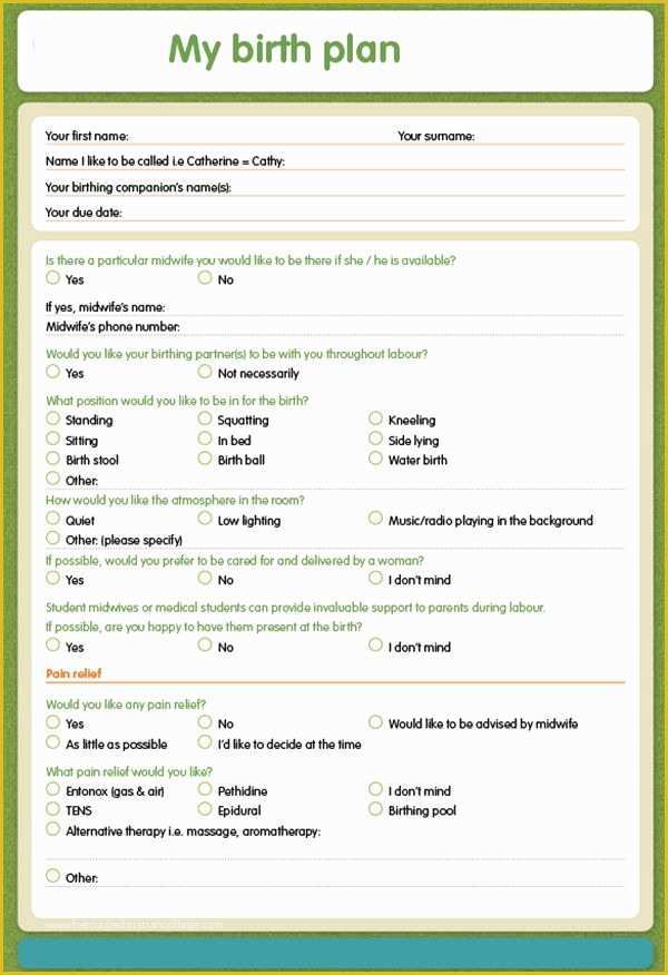 Birth Plan Template Free Of Natural Birth Plan Printable Baby Checklist