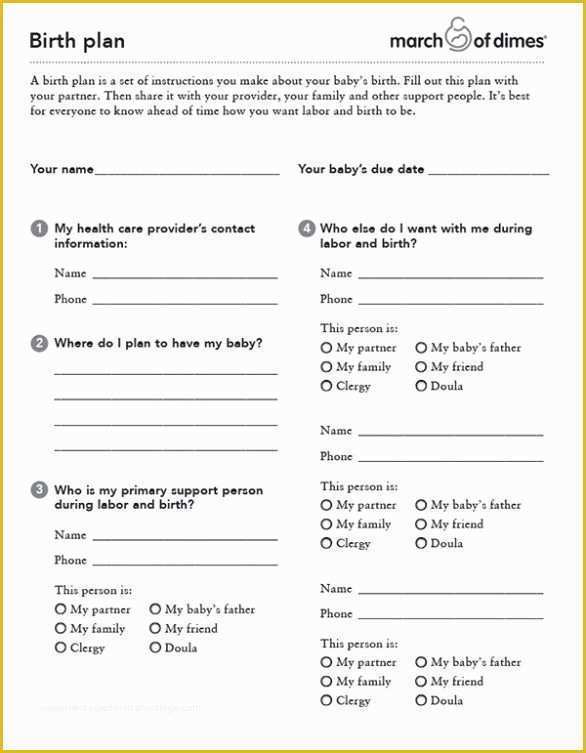 Birth Plan Template Free Of Sample Birth Plan form Template Worksheet