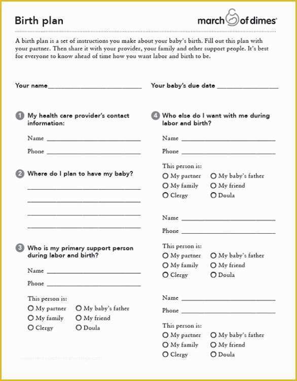 Birth Plan Template Free Of Sample Birth Plan form Template Worksheet