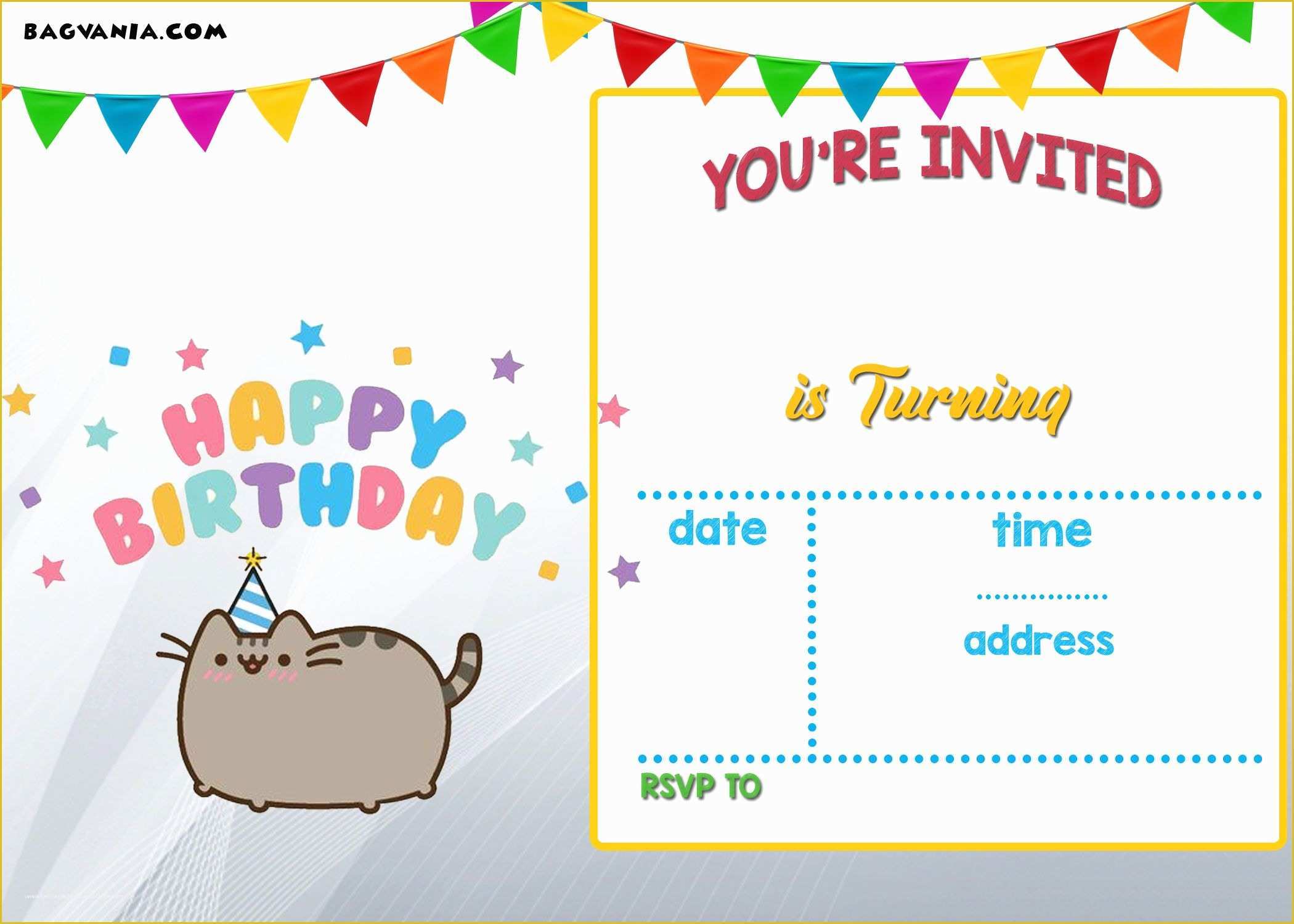 Birthday Invitation Templates Free Download Of Download Free Printable Pusheen Birthday Invitation