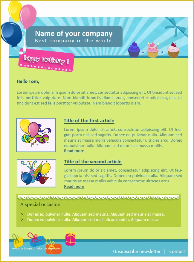 Birthday Newsletter Template Free Of Templates Pack