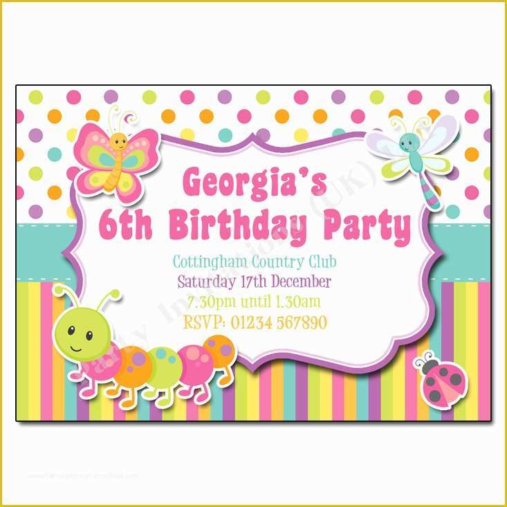 Birthday Party Invitations for Kids Free Templates Of Bugs & butterfly Children S Party Invitation
