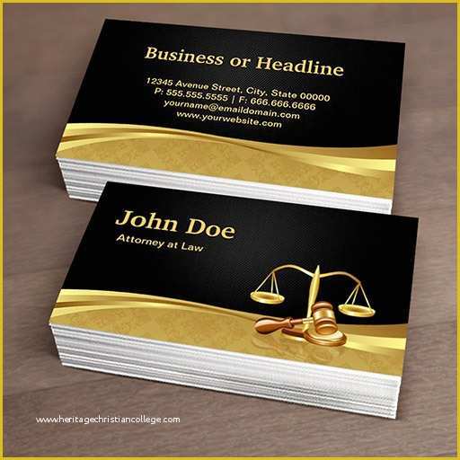 Black and Gold Business Card Templates Free Of attorney Lawyer Justice Elegant Black Gold Damask Double