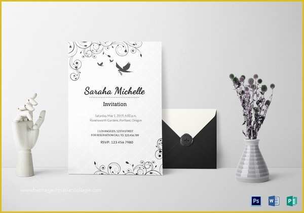 Black and White Invitation Templates Free Download Of 19 Awesome Black and White Birthday Card Template Free